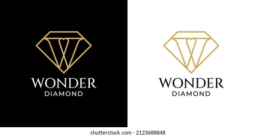 Iniciales del logotipo del diamante de maravilla con estilo monolino