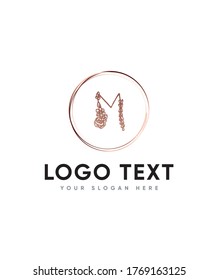 Wonder floral letter type M logo template, Vector logo for business and company identity 