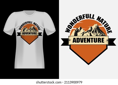 Wonder full Nature Hand Drawn Style Vintage Retro T-Shirt Design
