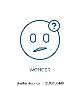 wonder icon. Thin linear wonder outline icon isolated on white background. Line vector wonder sign, symbol for web and mobile
