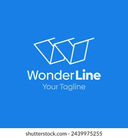 Wonder Line Logo Design Template: Merging Letter W with Outline Symbol. This modern alphabet-inspired logotype is perfect for Technology, Business, Organizations, Personal Branding, and more.