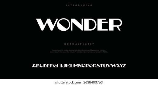 WONDER Modern minimal abstract alphabet fonts. Typography creative font. vector illustration