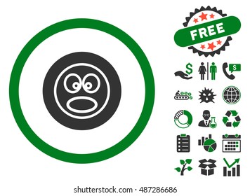 Wonder Smile pictograph with free bonus symbols. Vector illustration style is flat iconic bicolor symbols, green and gray colors, white background.