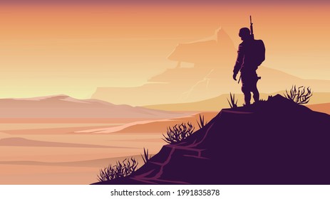 Wonder Solider Demolished World Landscape illustration