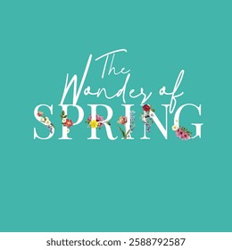 wonder of spring typography summer flower vector