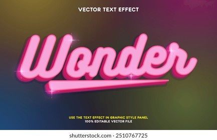 Wonder text effect editable 3d text style