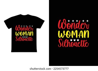 Wonder Woman Silhouette. Women's day 8 march t-shirt design template