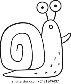 Ilustración vectorial de garabato de caracol maravilla