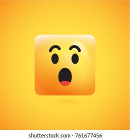 Wondered yellow squared emoticon, vector illustration
