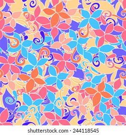 Wonderful abstract seamless background with leaves in color tones