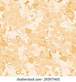 Wonderful abstract seamless background with leaves in beige tones