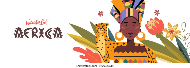 Wonderful Africa. Colorful vector illustration on a white background.