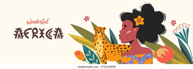 Wonderful Africa. Vector illustration, banner.