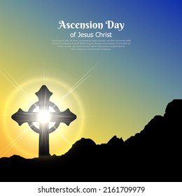wonderful Ascension Day of Jesus Christ design with sunset background vector