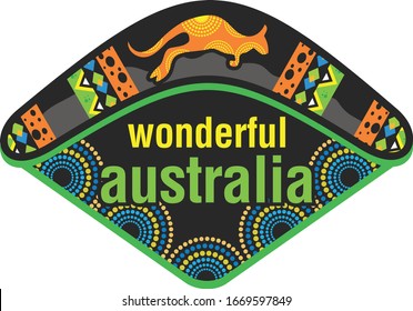 Wonderful Australia. kangaroo vector design for sticker and logo