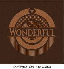 Wonderful badge with wooden background