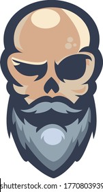 Wonderful beard and bald man mascot 