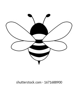 Wonderful bee design on a white background. Logo, black and white style