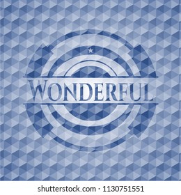 Wonderful blue emblem with geometric pattern.
