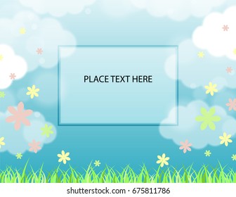 Wonderful blue sky and smooth cloud background with colorful flowing flower.