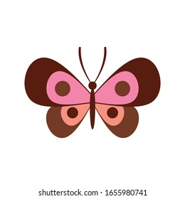 Wonderful butterfly flat icon. Vector wonderful butterfly in flat style isolated on white background. Element for web, game and advertising