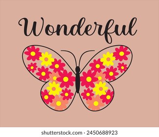 wonderful butterfly flower girl fashion vector