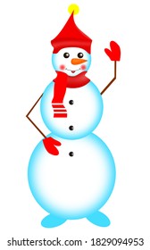 Wonderful cartoon snowman. Vector graphics.