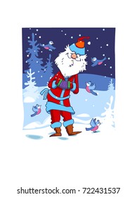 Wonderful Christmas. Santa Claus sings a song.