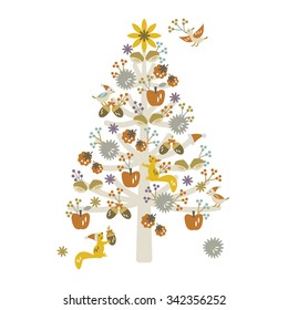 Wonderful christmas tree with white background