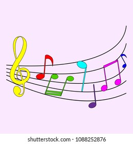 A wonderful concept of music notes with different elements on a light background