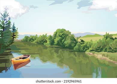 Wonderful day with water activity : Boating along the beautiful river in the summer day