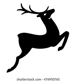 Wonderful deer running (silhouette), design for Xmas cards, banners and flyers, vector illustration isolated on white background