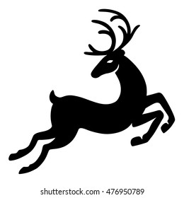 Wonderful deer running (silhouette), design for Xmas cards, banners and flyers, vector illustration isolated on white background