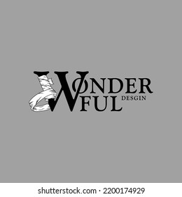 wonderful dengan perban di huruf  w design lettering modern