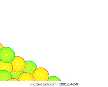 Wonderful design of citrus background created from orange and lime halves