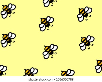 Wonderful design of hard-working bees illustration seamless pattern on a light yellow background