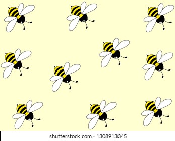 Wonderful design of hard-working bees on a light yellow background