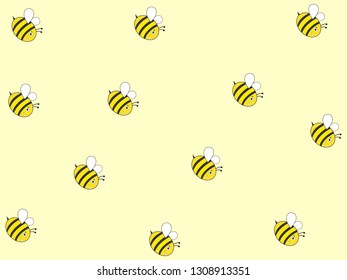 Wonderful design of hard-working bees on a light yellow background