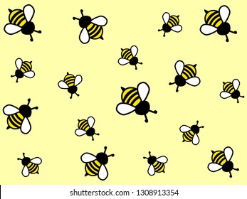 Wonderful design of hard-working bees on a light yellow background