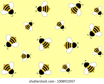 Wonderful design of hard-working bees on a light yellow background