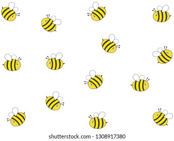 Wonderful design of hard-working bees on a white background