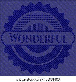 Wonderful emblem with denim high quality background