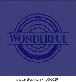 Wonderful emblem with denim texture
