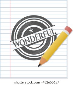 Wonderful emblem draw with pencil effect
