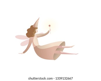 Wonderful fairy with magic wand. Fairytale concept.