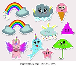 wonderful fairy-tale creatures, incredible rainbow, donkey with wings, evil cloud