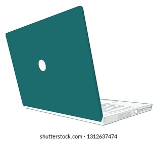 Wonderful Flat Slim Professional Artwork Of A Nice Back Side Perspective Angle. Modern Laptop Keyboard. Agp Visible.