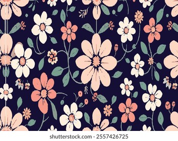 wonderful floral seamless on blue background