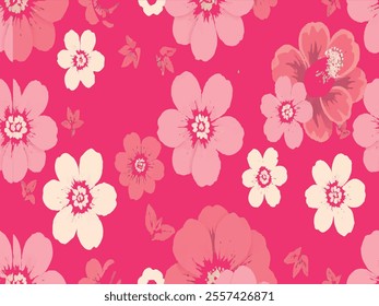 wonderful floral seamless pattern on pink background 