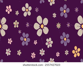 wonderful floral seamless pattern on parpel background design